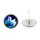 Picture Glass Stud Earrings EJEW-O088-62-2