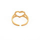 Placage ionique (ip) 304 anneau de manchette à cœur ouvert en acier inoxydable pour femme RJEW-S405-207G-2