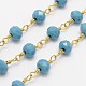 Faceted Rondelle Handmade Electroplate Glass Beaded Chains CHC-L030-02-1