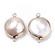 Plated Natural Baroque Pearl Keshi Pearl Links connectors X-PEAR-S012-04G-2