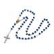 合金のペンダントネックレス  ガラスと304ステンレススチールローロチェーン付き  十字架クロス  イースターのために  ブルー  27.55インチ（70cm） X-NJEW-JN02272-04-1