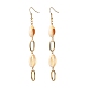 Natural Shell with Oval Ring Dangle Earrings for Girl Women EJEW-JE04662-1