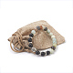 Perline di amazzonite di fiori naturali e braccialetti elasticizzati con perline di agata naturale smerigliata BJEW-JB03848-03-3
