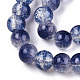Brins de perles de verre peintes à cuisson craquelée transparente X-DGLA-T003-01C-02-3