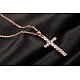 Colliers avec pendentif croix en alliage plaqué or rose véritable NJEW-AA00061-28RG-2