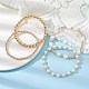 4Pcs 4 Style Natural Pearl & Brass Beaded Stretch Bracelets Set for Women BJEW-JB09662-01-2