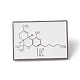 分子構造模様エナメルピン  教師の日のための長方形の合金バッジ  ガンメタ色  ホワイト  21x30.5x1.5mm  ピン：1mm JEWB-H008-25B-1