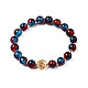 Bracelet extensible en perles de verre rondes avec anneau en laiton plaqué or pour femme BJEW-N018-02C-1