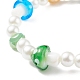 Bracelet extensible en perles de verre et champignons au chalumeau pour enfants BJEW-JB08390-5