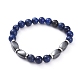 Bracelets extensibles en perles de lapis-lazuli naturel (teint) BJEW-JB04980-03-1