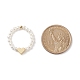 Растягивающиеся кольца для женщин с жемчугом и латунными сердечками из бисера RJEW-TA00056-4