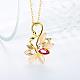 Real 18K Gold Plated Tin Alloy Czech Rhinestone Swan Pendant Necklaces NJEW-BB03441-A-3