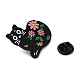 Cartoon Cat & Flower Enamel Pins JEWB-H017-01EB-02-3
