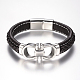 Men's Braided Leather Cord Bracelets BJEW-H559-15D-1