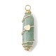 Natural Green Aventurine Copper Wire Wrapped Pointed Pendants PALLOY-JF02462-04-1