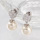 Fashionable Brass Micro Pave Cubic Zirconia Stud Earrings EJEW-L141-04P-1