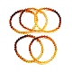 Dyed Gradient Color Natural Amber Round Beaded Stretch Bracelets BJEW-Q999-F-01-1