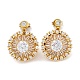 Orecchini a bottone in ottone con zirconi chiari e micro pavè&nbsp;EJEW-C130-01G-4