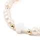 Braccialetto di perline intrecciate con conchiglia naturale e perle BJEW-JB08237-04-5