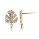 Brass Micro Pave Clear Cubic Zirconia Stud Earring Findings KK-Q764-033-2