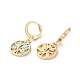 Tree with Evil Eye Real 18K Gold Plated Brass Dangle Leverback Earrings EJEW-Q797-19G-02-2