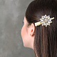 Gomakerer 2 ペア 2 色花形合金ラインストーンアリゲーターヘアクリップ  女性の女の子のためのヘアアクセサリー  プラチナ·ゴールデン  36x60x13mm  1ペア/カラー PHAR-GO0001-05-4