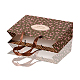 長方形のバラのプリント紙袋  ギフトバッグ  ショッピングバッグ  リボンハンドル付き  サドルブラウン  17x23x6.5cm  12個/袋 CARB-F001-16A-4