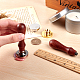 CRASPIRE 5 Colors Brass Blank Round Stamp Head & Natural Rosewood Handle Sets DIY-CP0003-39-6