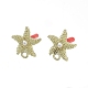 Lega dorata con placcatura a cremagliera con risultati di orecchini a bottone con perle in abs EJEW-B036-03G-08-1