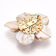 Broches de flores de conchas y perlas naturales para mujer. JEWB-N001-02G-3