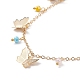 Brass Butterfly & Glass Beaded Charms Necklace with 304 Stainless Steel Chains for Women NJEW-TA00042-4