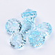 透明なアクリルパーツ  多面カット  ダイヤモンド  ライトシアン  15x15mm  穴：2mm  約370個/500g TACR-Q260-C-V38-1