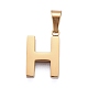イオンプレーティング（ip）ステンレスレターペンダント304個  手動研磨  アルファベット  ゴールドカラー  文字.h  18.5x12x4mm  穴：6x3mm STAS-H127-H-H-2