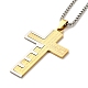 Collier pendentif croix avec mot 304 en acier inoxydable avec chaînes vénitiennes NJEW-F319-02G-1