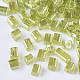 6/0 ガラスシードビーズ  透明色光沢  角穴  キューブ  黄緑  6/0  3~5x3~4x3~4mm  穴：1.2~1.4mm  約4500個/袋 SEED-S027-05B-05-3