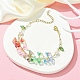 Flower & Leaf & Imitation Pearl Glass Charm Bracelet BJEW-TA00364-4