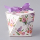 紙ギフトボックス  リボン付き  誕生日結婚式パーティーチョコレートキャンディギフトボックス  花柄  ライラック  5.9x7.85x7.95mm CON-D006-02E-2