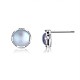 Плоские круглые серьги-гвоздики из серебра 925 пробы с родиевым покрытием для женщин и синтетическим светящимся камнем EJEW-BB72170-A-8
