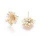 Brass Micro Pave Cubic Zirconia Stud Earrings EJEW-E253-01G-1