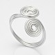 Placcato argento fatti a mano fili di alluminio anelli di barretta vortice RJEW-JR00137-1