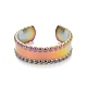 Ion Plating(IP) Rainbow Color 304 Stainless Steel Flat Open Cuff Ring for Women RJEW-C025-10M-2
