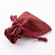 (ホリデー在庫処分セール)麻布梱包ポーチ  巾着袋  長方形  暗赤色  9x7cm X-ABAG-G006-7x9-02-2
