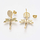 Brass Micro Pave Cubic Zirconia Stud Earring Findings EJEW-S201-34G-2