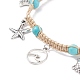 Bracelet de cheville en perles synthétiques turquoise tressées AJEW-AN00483-4
