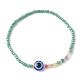 Bracelet extensible en résine et perles de verre mauvais œil BJEW-JB09491-3