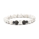 Bracelet extensible perlé rond en howlite naturelle avec pierre de lave BJEW-JB07581-01-1