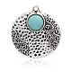 Antique Silver Plated Alloy Dyed Synthetic Turquoise Pendants PALLOY-J679-01AS-1