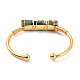 Bracelet manchette ouvert perlé triple colonne turquoise africaine naturelle (jaspe) BJEW-E377-01G-13-3