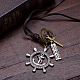 Adjustable Retro Zinc Alloy Pendant and Leather Cord Lariat Necklaces For Men NJEW-BB15985-B-9
