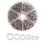 1600 pcs Iron Open Jump Rings, Metal Connectors for DIY Jewelry Crafting and Keychain Accessories, Nickel Free, Platinum, 18~21 Gauge, 4~10x0.7~1mm, Inner Diameter: 2.6~8mm, about 1600pcs/box